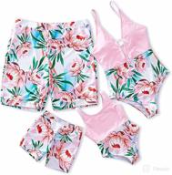 family matching swimwear: iffei coconut tree print v neck one piece bathing suit for mommy and me logo