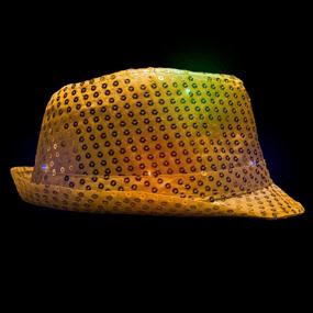 img 3 attached to Lumistick LED Flashing Sequined Fedora Blinking Party Hat (Yellow, 3 Fedora)