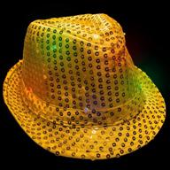 lumistick led flashing sequined fedora blinking party hat (yellow, 3 fedora) logo