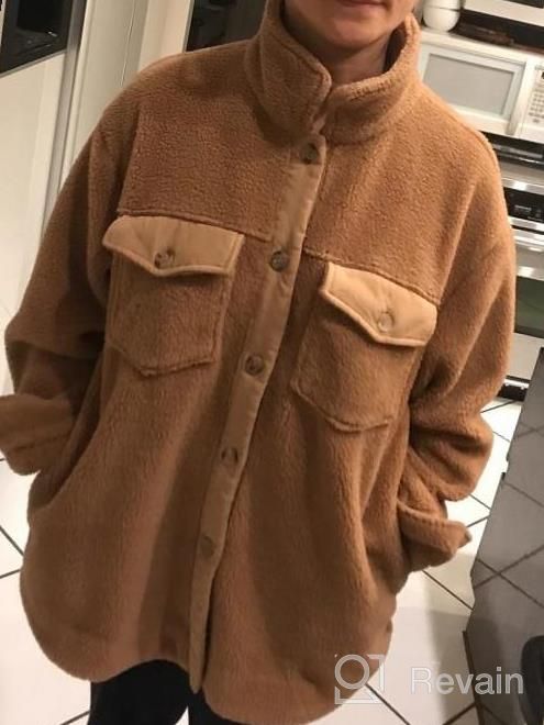 img 1 attached to Women'S Winter Fleece Jacket Sherpa Long Sleeve Button Solid Warm Outwear Coat Pockets ZESICA review by Erin Nguyen