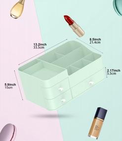 img 2 attached to Green Makeup Storage Organizer With Drawers And Cosmetic Display Case For Brushes, Lotions, Perfumes, Eyeshadow, And Nail Polish - Ideal For Bathroom, Dresser, And Countertop