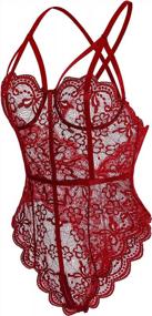 img 2 attached to Women'S Floral Lace One Piece Teddy Bodysuit Babydoll Chemise Sleepwear By Klier Lingerie