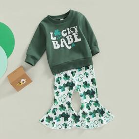 img 2 attached to Adorable Toddler Girl Festival Attire: Crewneck Sweatshirt Pullover With Bell Bottom Flare Pants Set