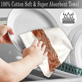img 2 attached to RUVANTI 12 Pack 100% Cotton 16X26” Kitchen Towels, Dish Towels For Kitchen, Soft, Washable, Super Absorbent Jacquard Weave Tea Towels Linen Dishcloth For Quick Drying, Cleaning, Dish Rag, Brown-White