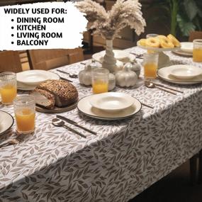 img 2 attached to Boho Floral Tablecloth, 60 X 60 Inches, 100% Cotton Farmhouse Table Cloth For Dining Room Or Home Décor, Hazel Leaves Print Table Cover By Folkulture