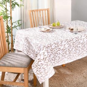 img 4 attached to Boho Floral Tablecloth, 60 X 60 Inches, 100% Cotton Farmhouse Table Cloth For Dining Room Or Home Décor, Hazel Leaves Print Table Cover By Folkulture