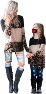 🐆 leopard print family matching sweatshirt top - mommy and me outfits, round neck casual blouse shirt logo