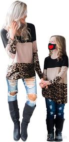 img 4 attached to 🐆 Leopard Print Family Matching Sweatshirt Top - Mommy and Me Outfits, Round Neck Casual Blouse Shirt