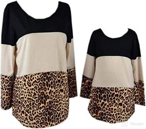 img 3 attached to 🐆 Leopard Print Family Matching Sweatshirt Top - Mommy and Me Outfits, Round Neck Casual Blouse Shirt