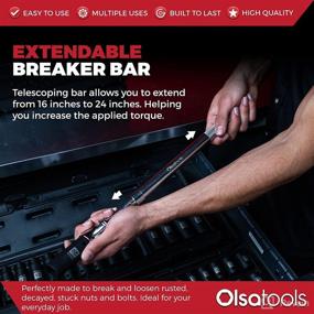 img 3 attached to Olsa Tools Extendable Breaker Bar 🔧 – 1/2-Inch Drive, 16-24 Inches, Locking Extending Bar