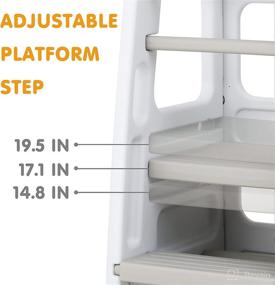 img 1 attached to 🪜 SDADI Children's Step Stool: Adjustable Height Plastic Kitchen Learning Stool for Toddlers - White PLT01W