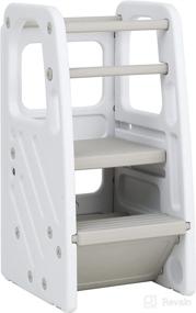 img 4 attached to 🪜 SDADI Children's Step Stool: Adjustable Height Plastic Kitchen Learning Stool for Toddlers - White PLT01W