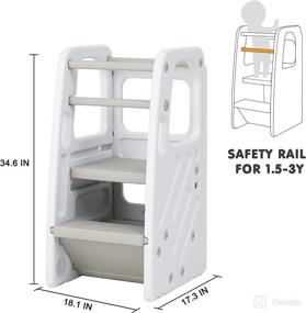 img 2 attached to 🪜 SDADI Children's Step Stool: Adjustable Height Plastic Kitchen Learning Stool for Toddlers - White PLT01W