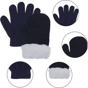 img 1 attached to Hicdaw Toddler Knitted Beanie Gloves Girls' Accessories : Cold Weather