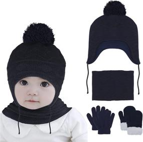 img 4 attached to Hicdaw Toddler Knitted Beanie Gloves Girls' Accessories : Cold Weather