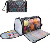 наведите порядок с большой сумкой для вязания looen - стильное и практичное хранилище пряжи с плечевым ремнем, застежкой-молнией и удобством переноски в многоцветном цвете (синий кешью) логотип