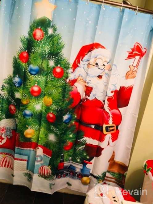 img 1 attached to LIVILAN Christmas Shower Curtain Santa Shower Curtain Snowman Shower Curtain Xmas Shower Curtain For Bathroom With 12 Hooks Santa Claus Winter Holiday Decoration, 72"X 72 review by Hartman Hernandez