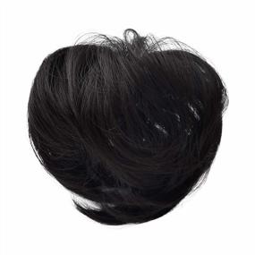 img 3 attached to 2PCS Tousled Clip-In Messy Hair Bun Extensions With Interlocking Clips - Black