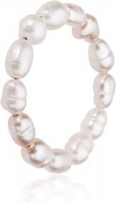 img 4 attached to Women'S Freshwater Pearl Adjustable Stretch Stacking Rings (1 Piece), 4Mm-5Mm Elastic