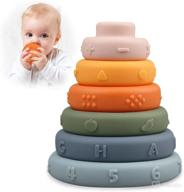 baby sensory stacking rings: montessori educational developmental infant toys for 6-18 month olds - soft building blocks for boys and girls - perfect gifts for newborns and toddlers logo