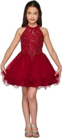 img 2 attached to Exquisite Sparkle Rhinestones Bridesmaid Pageant Champagne Dresses for Girls' Clothing