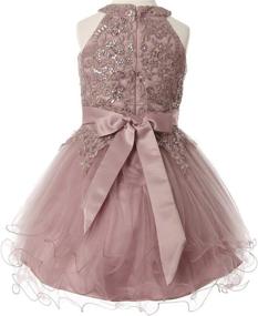 img 3 attached to Exquisite Sparkle Rhinestones Bridesmaid Pageant Champagne Dresses for Girls' Clothing
