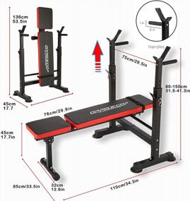 img 3 attached to Черная многофункциональная олимпийская скамья для тренировок с регулируемыми функциями, сгибанием рук проповедника и тренажёром ног для комплексных упражнений в помещении