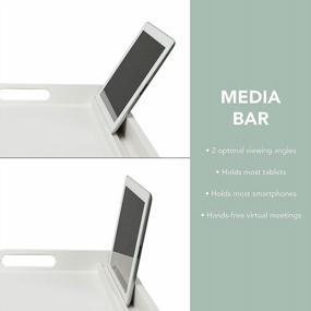 img 1 attached to 📱 Rossie Home Media Bed Tray с держателем для телефона - вмещает ноутбуки до 17,3 дюйма и большинство планшетов - мягкий белый - стиль № 78104