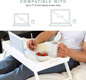 img 3 attached to 📱 Rossie Home Media Bed Tray с держателем для телефона - вмещает ноутбуки до 17,3 дюйма и большинство планшетов - мягкий белый - стиль № 78104