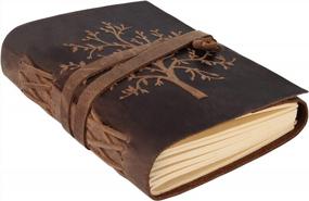 img 4 attached to Кожаный журнал для женщин - рельефное дерево Жизни, 7 х 5 дюймов, мужской дневник на 400 страниц с линованной бумагой для курсов - вдохновляющая идея в подарок.