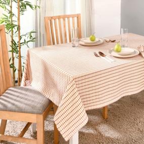img 4 attached to Ginger Spice Checkered Tablecloth: 100% Cotton Rectangle Outdoor/Home Décor, 60X72 Inches