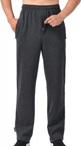img 4 attached to Men'S Sports Pants Sweatpants Trousers Open-Bottom Front Zip Fly Closure Zoulee