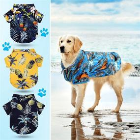 img 1 attached to 🐶 Dog Hawaiian Shirt for Small to Large Dogs - Cool Pet T-Shirts for Beach, Breathable Summer Clothes - Parrot & Sailboat Designs - Medium Size