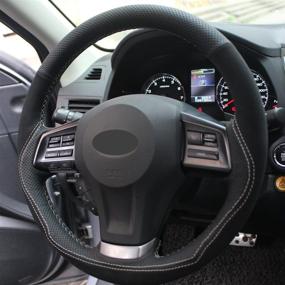 img 3 attached to 🔹 Настоящая кожаная индивидуальная обивка руля для Subaru Forester 2014-2016, XV Crosstrek 2013-2015, Legacy 2012-2014, Impreza 2012-2015, Outback 2012-2014 - аксессуары JI Loncky