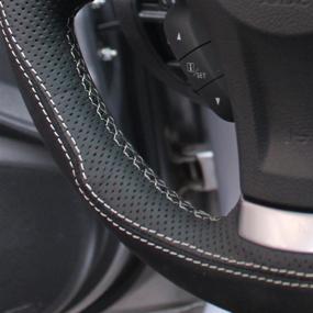 img 1 attached to 🔹 Настоящая кожаная индивидуальная обивка руля для Subaru Forester 2014-2016, XV Crosstrek 2013-2015, Legacy 2012-2014, Impreza 2012-2015, Outback 2012-2014 - аксессуары JI Loncky