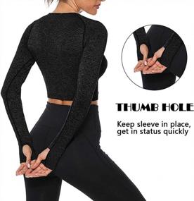 img 1 attached to STARBILD Women's Seamless Long Sleeve Yoga Crop Top with Thumb Holes - Compression Workout Active Shirts