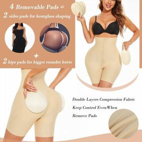 img 2 attached to Irisnaya Women Padded Butt Lifter Shapewear Tummy Control Panties High Waist Trainer Hip Enhancer Thigh Slimmer Shorts