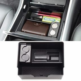 img 4 attached to Jaronx Tesla Model 3 Model Y Center Console Organizer Tray With Charging Adapter & Coin Box - Compatible With Tesla Model 3 2017-2020 & Model Y 2017-2020