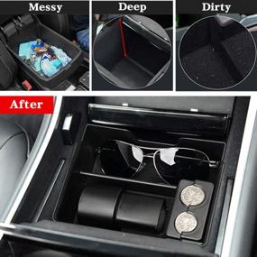 img 3 attached to Jaronx Tesla Model 3 Model Y Center Console Organizer Tray With Charging Adapter & Coin Box - Compatible With Tesla Model 3 2017-2020 & Model Y 2017-2020