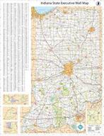 indiana state executive wall map, laminated, 36x54 inches, official logo