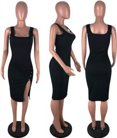 img 1 attached to Sexy Sleeveless Ribbed Tank Dress With Side Split And Button Detail, Irregular Hemline, And Bodycon Fit - Perfect For Women'S Fashion In Summer And Autumn