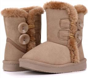 img 3 attached to Warm Winter Boots For Boys And Girls With Faux Fur Lining And Button Detail By LONSOEN