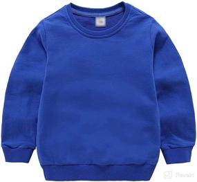 img 4 attached to AIWUHE Solid Pullovers Sweatshirt Long Sleeve T-Shirt for Baby Boys & Girls, Cotton Crewneck Thin Tops, 1-8 Years, Blouse