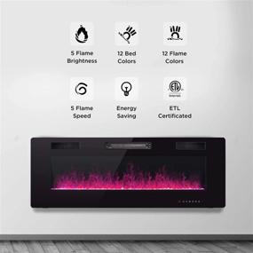 img 3 attached to Adjustable Flame Electric Fireplace, Wall Mounted And Recessed At 50 Inches, Touch Screen With Remote Control And Timer, Multiple Flame Colors And Speed By Northair