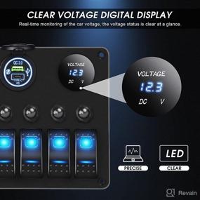 img 2 attached to 🚤 Waterproof Overload Protector Rocker Switch Panel - MKING 6 Gang Marine Boat 12-24V LED Voltmeter | Dual QC 3.0 & Type-C USB | Cigarette Lighter Socket for UTV, Truck, Car