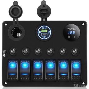 img 4 attached to 🚤 Waterproof Overload Protector Rocker Switch Panel - MKING 6 Gang Marine Boat 12-24V LED Voltmeter | Dual QC 3.0 & Type-C USB | Cigarette Lighter Socket for UTV, Truck, Car