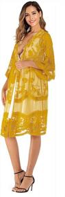 img 2 attached to Women'S Sexy Lace Crochet Swimsuit Cover Up - Bright Yellow Bathing Suit Beach Kimono Cardigan Dress