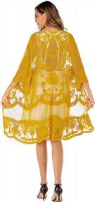 img 1 attached to Women'S Sexy Lace Crochet Swimsuit Cover Up - Bright Yellow Bathing Suit Beach Kimono Cardigan Dress