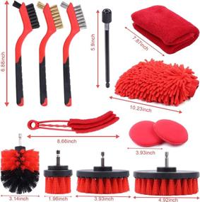 img 1 attached to 🚗 Rerisen 19 Pieces Car Cleaning Tools Kit: Ultimate Auto Detailing Brush Set for Wheels, Dashboard, Interior, Exterior, Leather, Air Vents, Emblems (Red)