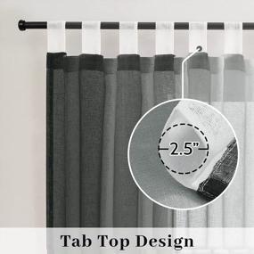 img 2 attached to Gray And White Ombre Sheer Curtains Linen Tab Top Light Filtering Semi Sheer Gradient Window Curtain Pair For Bedroom Living Room, Yakamok Set Of 2 Panels (52 X 63 Inch)